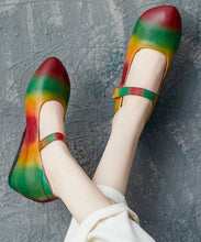 Load image into Gallery viewer, Stylish Rainbow Cowhide Leather High Wedge Heels Shoes