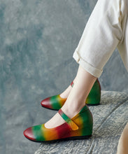 Load image into Gallery viewer, Stylish Rainbow Cowhide Leather High Wedge Heels Shoes