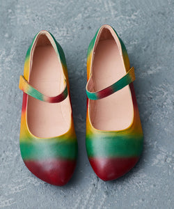 Stylish Rainbow Cowhide Leather High Wedge Heels Shoes