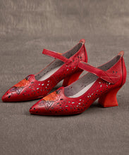 Load image into Gallery viewer, Stylish Red Hollow Out Buckle Strap Platform Chunky High Heels