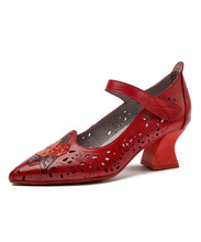 Load image into Gallery viewer, Stylish Red Hollow Out Buckle Strap Platform Chunky High Heels