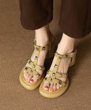 Load image into Gallery viewer, Stylish Rivet Splicing Chunky Sandals Yellow Faux Leather