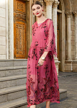 Load image into Gallery viewer, Stylish Rose V Neck Embroidered Hooded Silk Two Pieces Set Dresses Summer