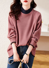 Load image into Gallery viewer, Stylish Rubber Red Stand Collar Patchwork Cotton Pullover Sweatshirt Spring