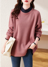 Load image into Gallery viewer, Stylish Rubber Red Stand Collar Patchwork Cotton Pullover Sweatshirt Spring