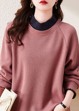 Load image into Gallery viewer, Stylish Rubber Red Stand Collar Patchwork Cotton Pullover Sweatshirt Spring