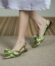 Load image into Gallery viewer, Stylish Splicing Walking Sandals Green Satin Bow Pointed Toe