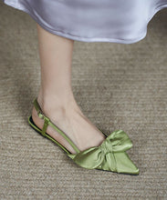 Load image into Gallery viewer, Stylish Splicing Walking Sandals Green Satin Bow Pointed Toe