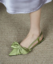 Load image into Gallery viewer, Stylish Splicing Walking Sandals Green Satin Bow Pointed Toe