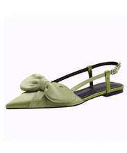 Load image into Gallery viewer, Stylish Splicing Walking Sandals Green Satin Bow Pointed Toe