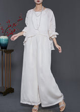 Load image into Gallery viewer, Stylish White Asymmetrical Draping Silk Two Piece Suit Set Spring