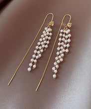 Load image into Gallery viewer, Stylish White Sterling Silver Alloy Pearl Tassel Drop Earrings