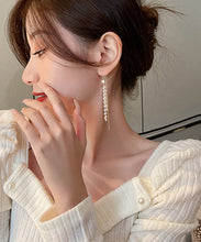 Load image into Gallery viewer, Stylish White Sterling Silver Alloy Pearl Tassel Drop Earrings