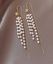 Load image into Gallery viewer, Stylish White Sterling Silver Alloy Pearl Tassel Drop Earrings