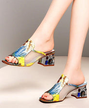 Load image into Gallery viewer, Stylish Yellow Zircon Breathable Mesh Splicing Slide Sandals