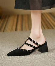 Load image into Gallery viewer, Summer New Fashionable Rivet Pointed Chunky Heel Slide Sandals