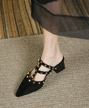 Load image into Gallery viewer, Summer New Fashionable Rivet Pointed Chunky Heel Slide Sandals