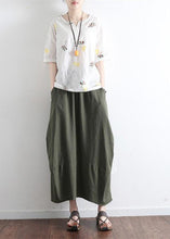 Load image into Gallery viewer, Blue Flowers simple pockets linen skirts long maxi skirt