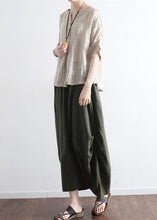 Load image into Gallery viewer, Green bamboo simple pockets linen skirts long maxi skirt