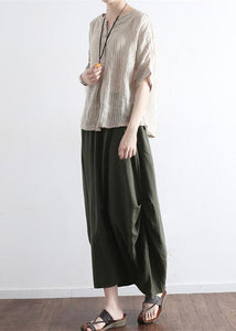 Green bamboo simple pockets linen skirts long maxi skirt