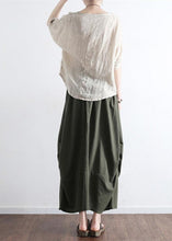 Load image into Gallery viewer, Blue Flowers simple pockets linen skirts long maxi skirt