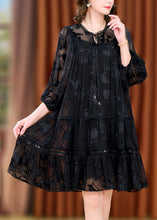 Load image into Gallery viewer, Unique Black Oversized Jacquard Chiffon Maxi Dress Summer