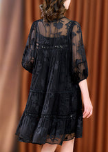 Load image into Gallery viewer, Unique Black Oversized Jacquard Chiffon Maxi Dress Summer