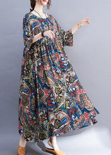 Load image into Gallery viewer, Unique Blue O-Neck Patchwork Holiday Maxi Dress Summer