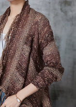 Load image into Gallery viewer, Unique Brown Asymmetrical Design Tasseled Knit Cardigan Spring