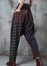 Load image into Gallery viewer, Unique Brown Oversized Patchwork Cotton Harem Pants Spring