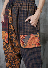 Load image into Gallery viewer, Unique Brown Oversized Patchwork Cotton Harem Pants Spring