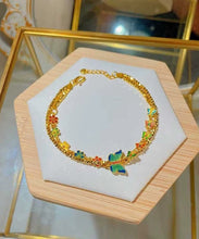 Load image into Gallery viewer, Unique Gold Ancient Gold Enamel Butterfly Floral Chain Bracelet