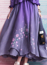 Load image into Gallery viewer, Unique Gradient Purple Cold Shoulder Print Silk Dress Summer