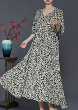 Load image into Gallery viewer, Unique Green Cinched Print Chiffon Long Dresses Summer