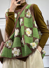 Load image into Gallery viewer, Unique Green Floral Jacquard Thick Knit Vest Tops Spring