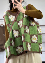 Load image into Gallery viewer, Unique Green Floral Jacquard Thick Knit Vest Tops Spring