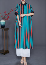 Load image into Gallery viewer, Unique Green Peter Pan Collar Striped Silk Shirt Dresses Summer