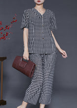 Load image into Gallery viewer, Unique Grey Oversized Plaid Linen Two Piece Set Summer