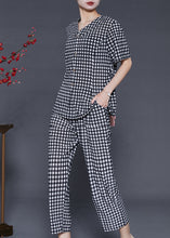 Load image into Gallery viewer, Unique Grey Oversized Plaid Linen Two Piece Set Summer