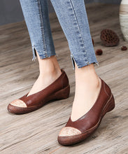 Load image into Gallery viewer, Unique Mulberry Cowhide Leather Fitted Splicing High Wedge Heels Shoes