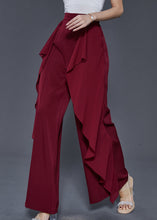 Load image into Gallery viewer, Unique Mulberry Ruffled Patchwork Chiffon Pants Trousers Summer