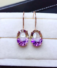 Load image into Gallery viewer, Unique Purple Sterling Silver Alloy Crystal Drop Earrings