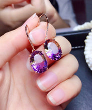 Load image into Gallery viewer, Unique Purple Sterling Silver Alloy Crystal Drop Earrings