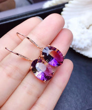 Load image into Gallery viewer, Unique Purple Sterling Silver Alloy Crystal Drop Earrings