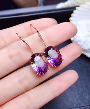 Load image into Gallery viewer, Unique Purple Sterling Silver Alloy Crystal Drop Earrings