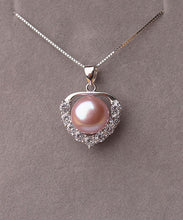 Load image into Gallery viewer, Unique Purple Sterling Silver Zircon Pearl Pendant Necklace