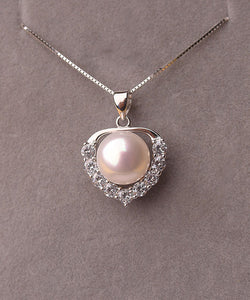 Unique Purple Sterling Silver Zircon Pearl Pendant Necklace