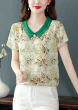 Load image into Gallery viewer, Unique Red Peter Pan Collar Print Chiffon Shirt Tops Summer