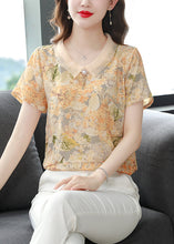 Load image into Gallery viewer, Unique Red Peter Pan Collar Print Chiffon Shirt Tops Summer