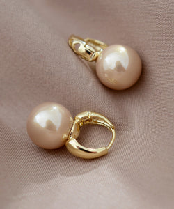 Unique White Copper Overgild Pearl Stud Earrings